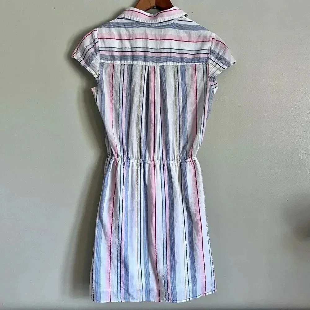 J.Crew Mercantile Rainbow Seersucker Collared Tie Front Dress Size XXS - Picture 7 of 13